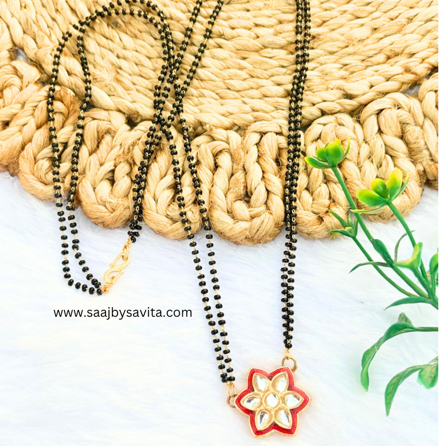 Red Meenakari Flower Kundan