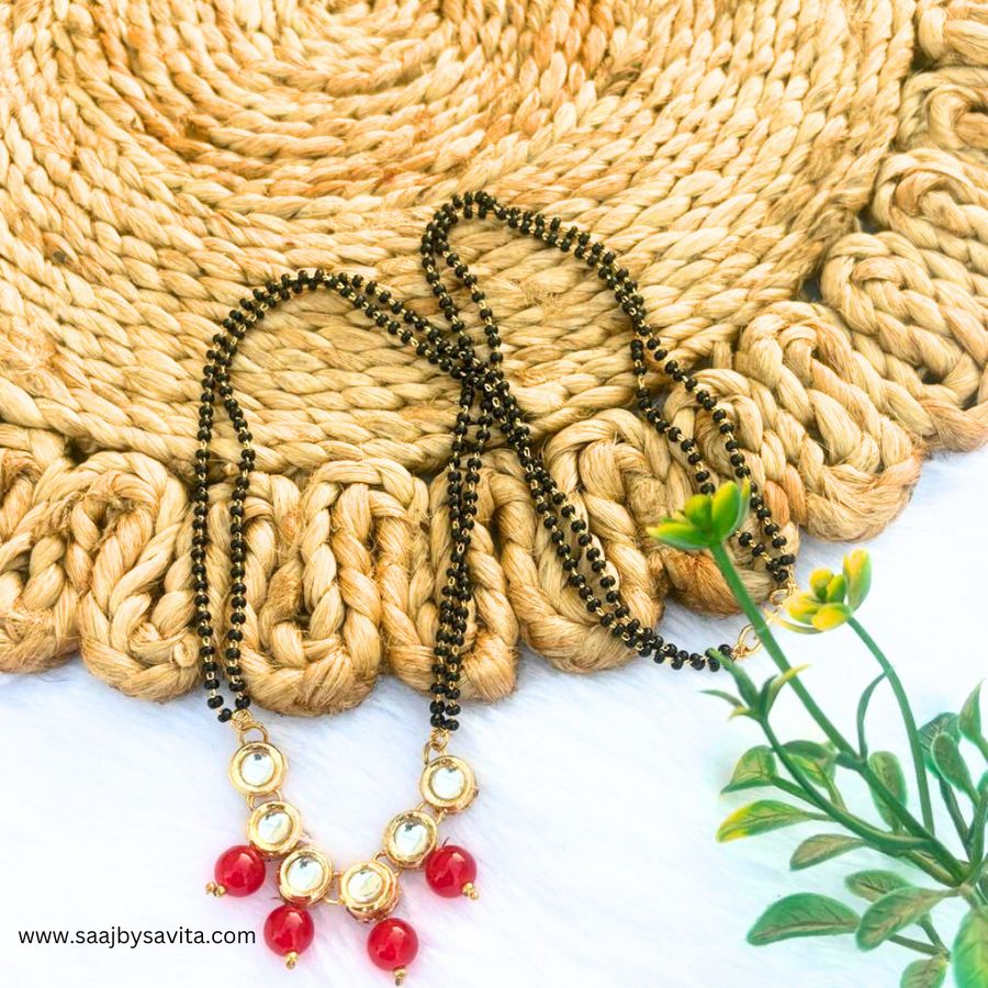 Red Beads with Round kundan magalsutra