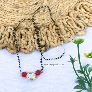 Red Beads with kundan magalsutra