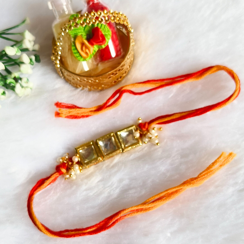Square Shape Kundan Elegant Rakhi