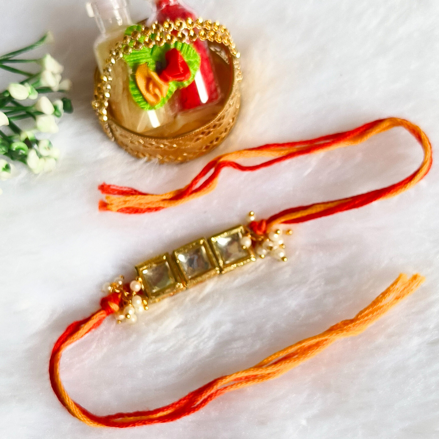 Square Shape Kundan Elegant Rakhi