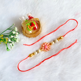 Pink Floral Beautiful Kundan Rakhi