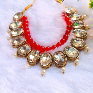 Red Beads Kundan Necklace