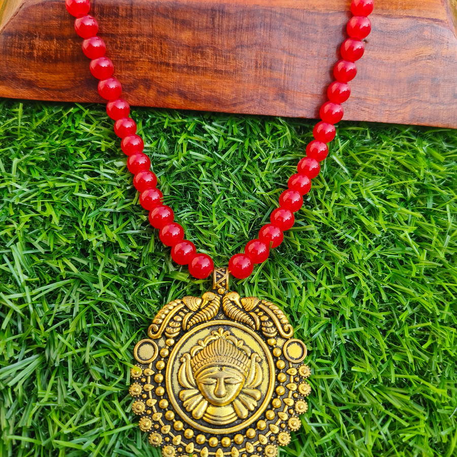 Red Beads With oxidised  Pendent