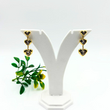 Anti Turnish 3 Heart Shapes With Stone Earring