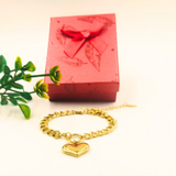 Adjustable Anti Tarnish Chain With Heart Shape Charm Bracelet For Women's