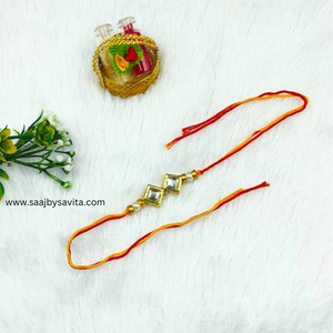 Square Kundan Beads Rakhi