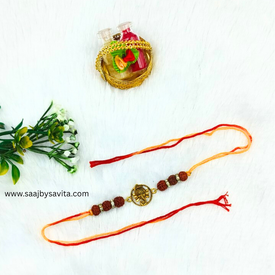 Sacred Ganesh With Rudraksha Rakhi