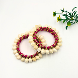 Pink thread With Gotta Work Cowrie Shell bangles 2*6 Size