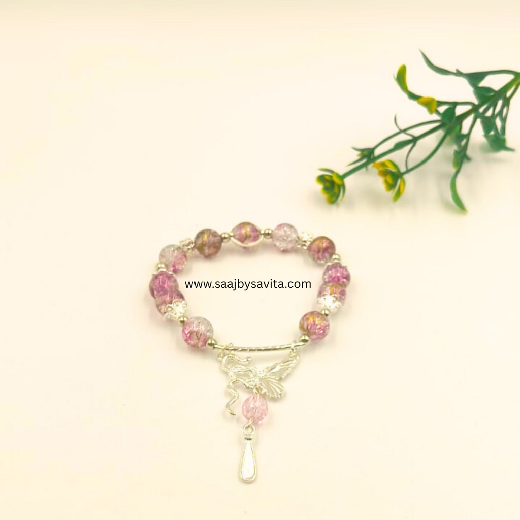 Purple Shed Marble Beads Charms Bracelet For Girls