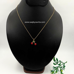 Anti Tarnish Chain With Cute Cherry Pendant With Adjustable chain