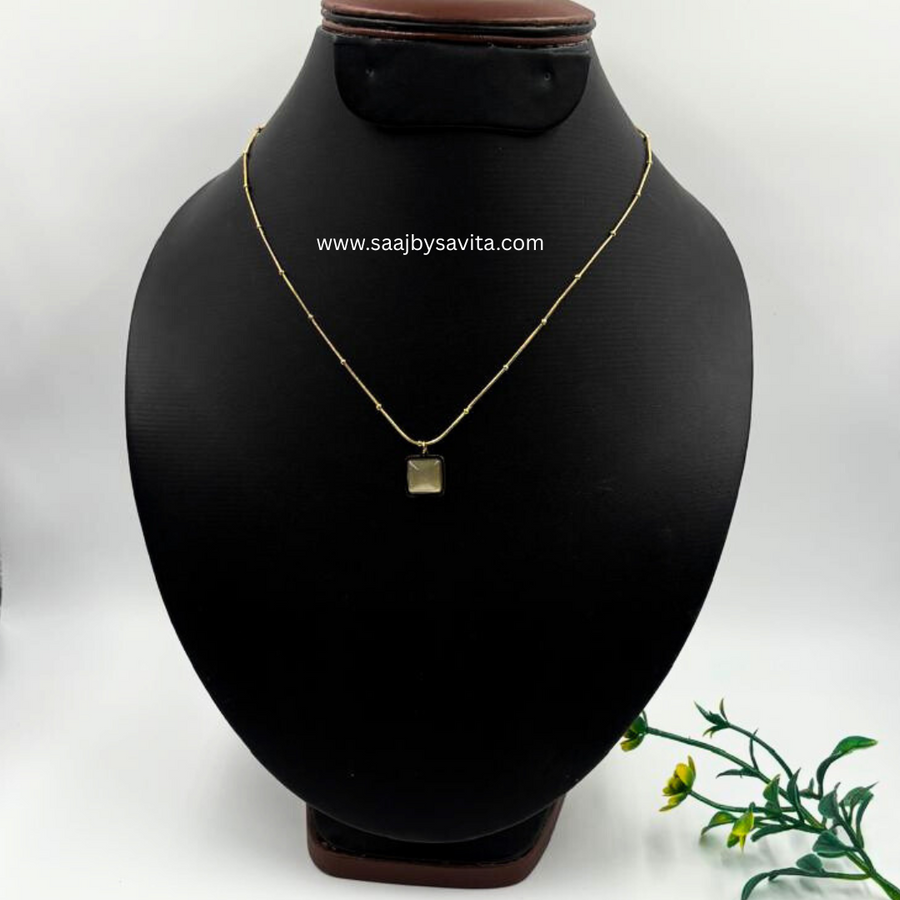 Anti Tarnish Chain With Square Pendant Or Unique Chain
