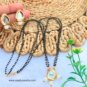 Drop Kundan With pearl Magalsutra