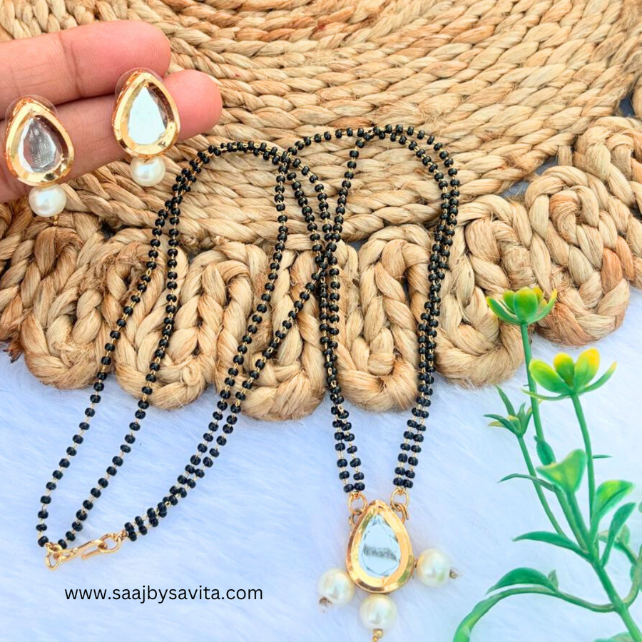 Drop Kundan With pearl Magalsutra