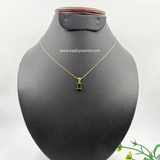 Small Emerald green Stone Pendant With Anti Tarnish Chain