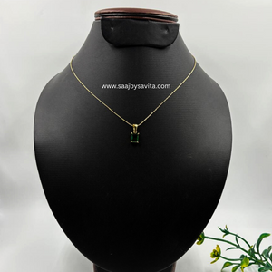 Small Emerald green Stone Pendant With Anti Tarnish Chain