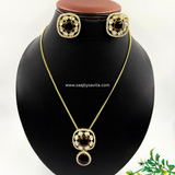 Semi Precious Stone Pendant Set Maroon Color Stone