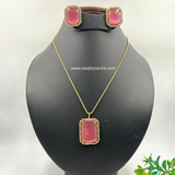 Pestal Pink Semi Precious Stone Pendant Set  Elegant Look