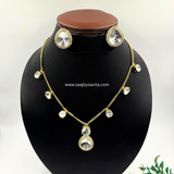 Semi Precious Mossinite Looks Stone Pendant Set  Gorgeous Look Unique Design For Party Women's