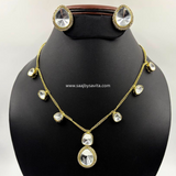 Semi Precious Mossinite Looks Stone Pendant Set  Gorgeous Look Unique Design For Party Women's