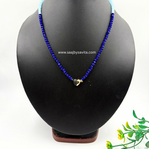Unique Little Magnetic Heart  Pendant With Sky & Blue Color Beads One Line Neck piece For Girls