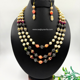 Good Quality Jaipuri Beads Multi Layer & Color With Earring Necklace Piece Rich Look