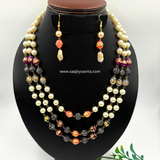Good Quality Jaipuri Beads Multi Layer & Color With Earring Necklace Piece Rich Look