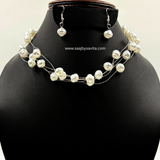 Unique Shape Pearl 18 inch Necklace With Cute Earrings