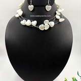 Unique Pearl Heart Shape Desinger 18 inch Necklace Set With Earring