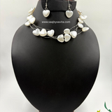 Unique Pearl Heart Shape Desinger 18 inch Necklace Set With Earring