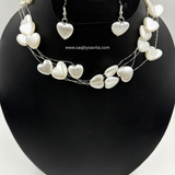Unique Pearl Heart Shape Desinger 18 inch Necklace Set With Earring