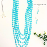 Beautiful Heavy 5 Layers Beads Necklace  Sky Blue Color