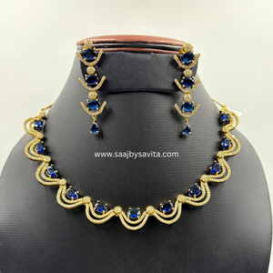 American Diamond Choker Necklace Set For Classy  Look  Pretty Women's