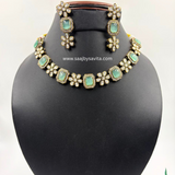 American Diamond Pestal Green Choker Necklace Set