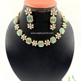 American Diamond Pestal Green Choker Necklace Set