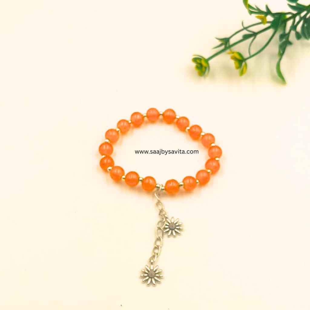 Orange Beads With Charms Bracelet