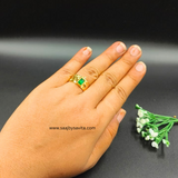 Green Emerald Color Stone & Ad Stone Work Anti Tarnish Ring