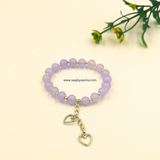 Pestal Purple Beads With Heart Charms Bracelet